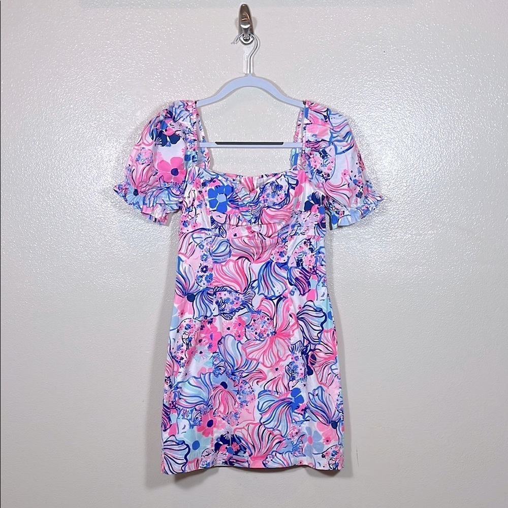 Lilly Pulitzer Prosecco Pink Keisha Stretch Colorful Floral Dress 00